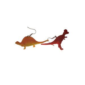 Dinosaur Earrings - T Rex and Stegosaurus Mismatched Dangle Earrings‎